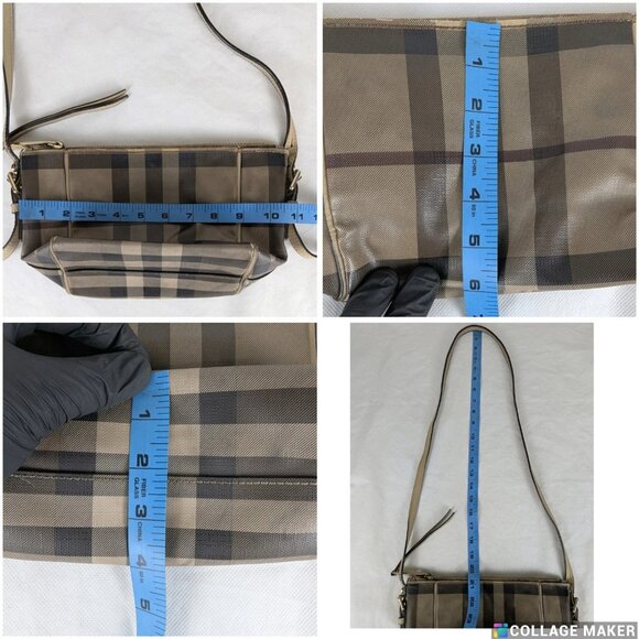 BURBERRY Smoked Check PVC Coated Canvas Saddle Stitch Crossbody Bag - Picture 16 of 16
